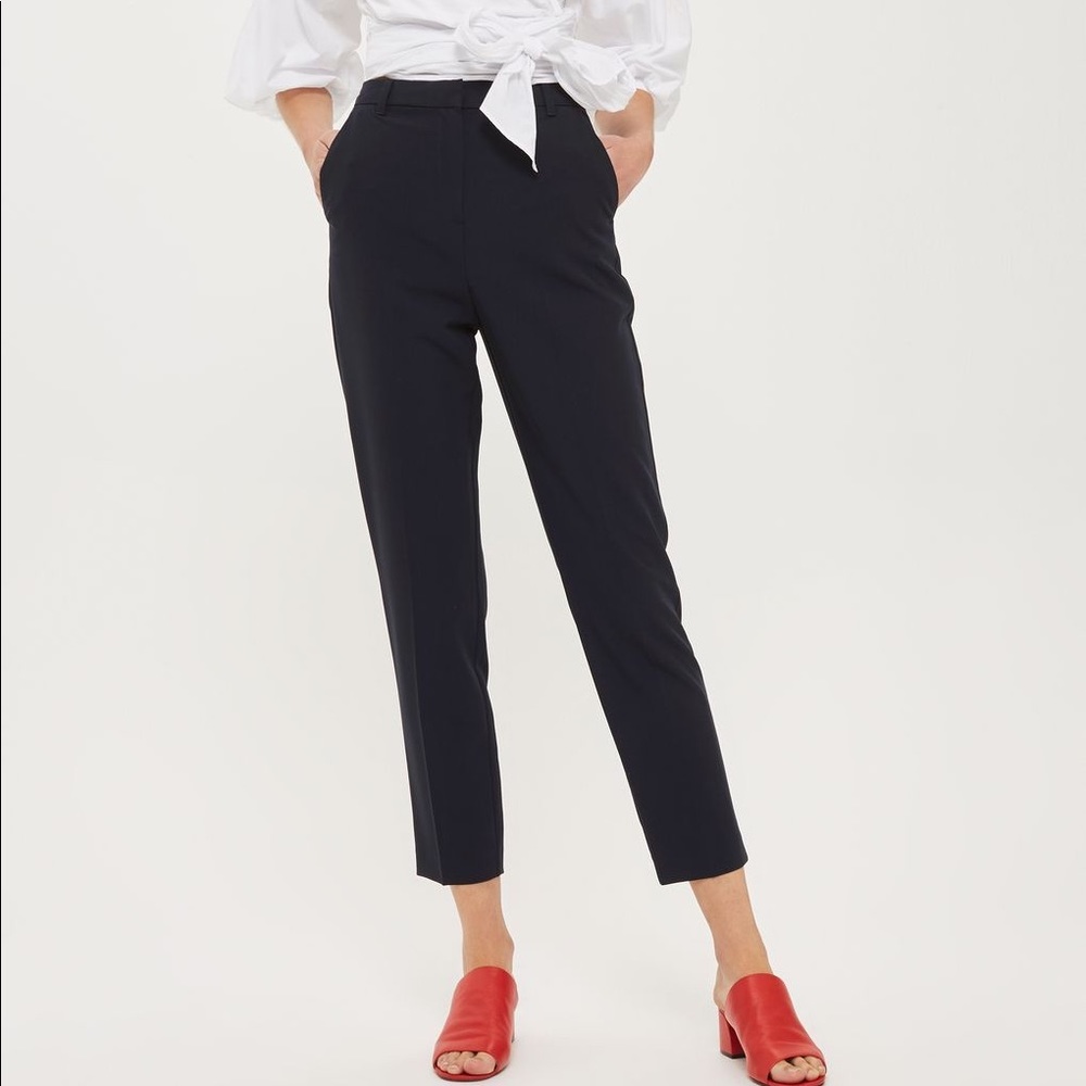Topshop Petite Black High Rise Cigarette Trousers